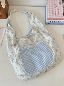 Sac fourre-tout à fleurs et carreaux avec dentelle pour les loisirs et voyages
