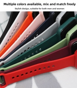 Multiple colorful silicone sports watch straps displayed in a fan-shaped arrangement