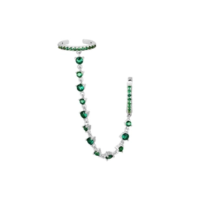 Dettagli del set orecchino a clip e perno in argento con zirconi di colore verde