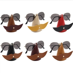Mustache Nose Shape PU Leather Eyeglasses Stand Sunglasses Holder Desktop Eyewear Display Organizer For Office Home Decor