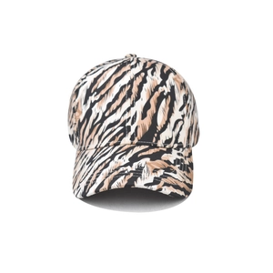 Stylische Baseballkappe mit Tigermuster, gebogenem Schirm und Tierprint in Braun