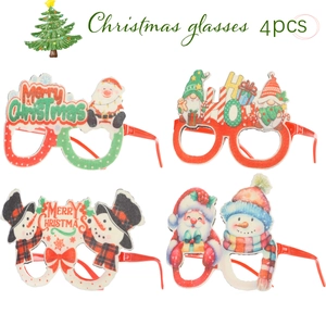 Lot de 4 lunettes de Noël pour adultes et enfants avec des montures festives de dessin animé