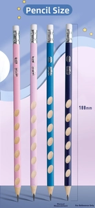 Ergonomic 188mm cartoon pencils with grip holes and rubber erasers in four colors