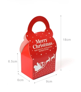 Detailed size specifications for red Christmas gift box with Merry Christmas text