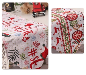 Detailed Christmas table runner with reindeer and snowflake jacquard texture fabric