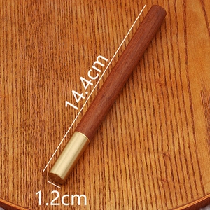 Retro bamboo style brass and wood business pen with 14.4cm length and 1.2cm diameter