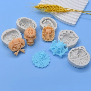 Halloween skull silicone molds for DIY resin crafts and cake baking decorations