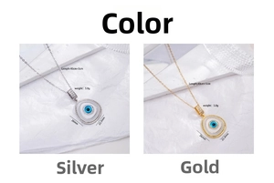 Detailed size specifications for the gold and silver Evil Eye pendant necklaces