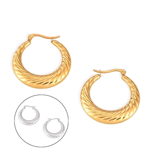 Minimalist gold plated titanium steel hoop earrings with geometric twisted texture