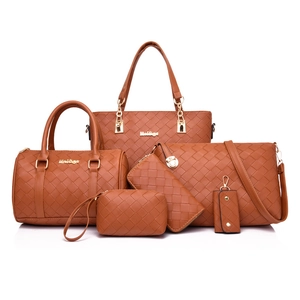Woven PU Leather Tote Shoulder Crossbody Handbag Wallet Pouch Key Holder Elegant Fashionable Functional For Women