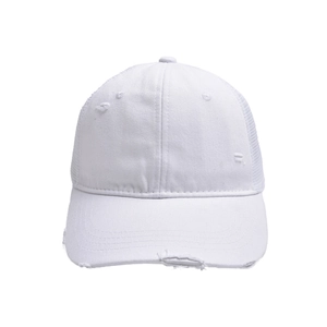 Gorra de béisbol de algodón lavado blanco con malla transpirable y estilo retro usado