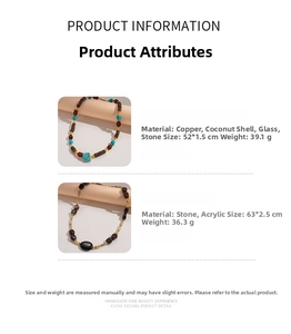 Detail showing ethnic style beaded necklaces with turquoise and acrylic stone materials