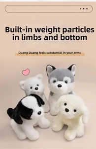 Detail showing plush puppies with weighted beads in the paws and bottom for realistic feel