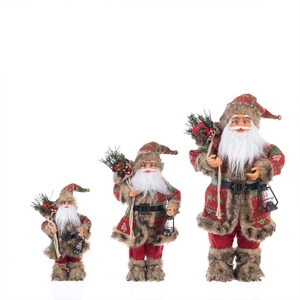 Standing Santa Claus figurines with lanterns in three sizes for Christmas party decor