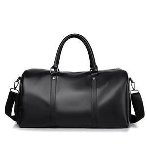 Large capacity black travel bag with dry wet separation and separate shoe compartment