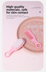 Pink baby comb and brush set made of BPA-free material for gentle infant hair care