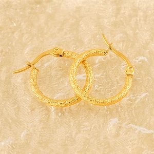 Fashion 18K gold plated stainless steel spiral twisted hoop earrings for women
