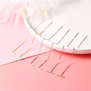 Geometric T Bar Tassel Ear Threader Earrings 925 Sterling Silver Long Box Chain Minimalist Jewelry For Women