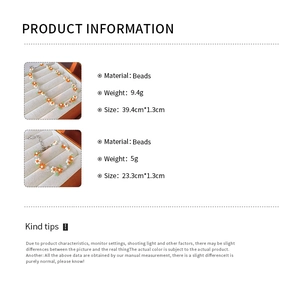 Detailed size and weight specs for the flower bead necklace and bracelet set