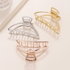 Minimalist semi-circle metal claw clips in gold, silver, and rose gold finishes