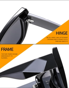 Macro detail of durable metal hinges and geometric frame structure on cat eye sunglasses