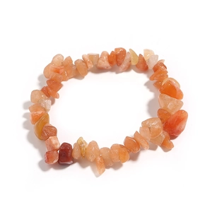 Bracciale elastico con pietre di agata naturale arancione cristallo irregolare