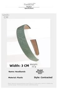 Detailansicht des dunkelgrünen Stoff-Haarreifens mit Kunststoff-Inlay und 3cm Breite