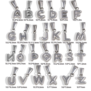 3D bubble alphabet letter pendants in polished silver steel for DIY jewelry making