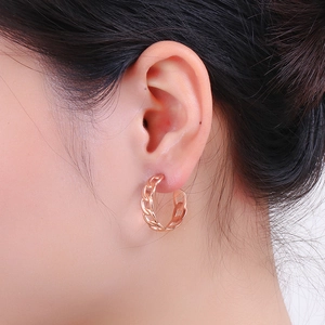 Gros plan détaillé d'une boucle d'oreille chaîne plaquée or 18 carats sur un mannequin