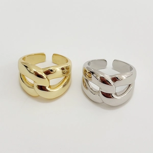 925 Sterling Silver Cross Woven Ring Chunky Minimalist Adjustable Open Band Jewelry For Women Korean Ins Style