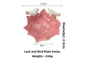 Pink ceramic flower bird tray dimensions 14.5cm width and 4.5cm height detailed view