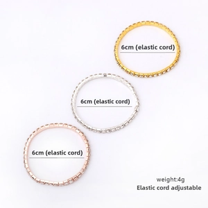 Detailed comparison of gold, silver, and rose gold elastic tennis bracelets with 6cm diameter