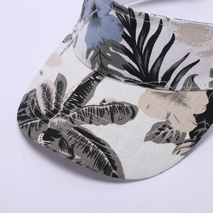 Outdoor marathon running sun visor hat with tropical floral print on breathable fabric