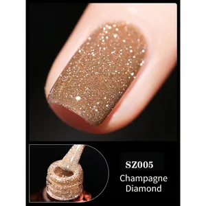 Macro shot of Champagne Glitter Nail Gel SZ005 with high-shine reflective finish