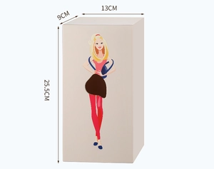Boîte à mouchoirs rectangulaire moderne avec illustration de fille, 25,5x13x9cm