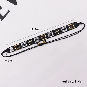 Detailed view showing Miyuki bead bracelet dimensions of 14.2cm length and 0.9cm width