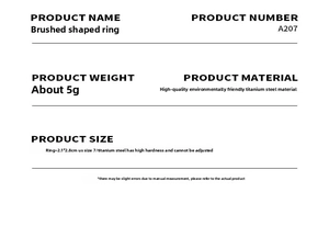 Detailed size and material chart for brushed irregular titanium steel ring size US 7