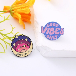 Creative Alloy Enamel Brooch Cartoon Moon Star Rainbow Best For You Letter Badge Fashion Lapel Pin For Women Men Jewelry