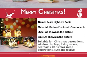 Detailed view of glowing resin Christmas house ornament with integrated LED lighting
