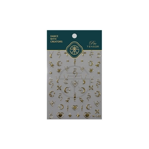 3D gold embossed nail stickers with moon, stars, and snake motifs on M-165 package