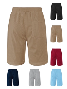 Detail of waffle knit texture and color selection for men's casual quick-dry shorts