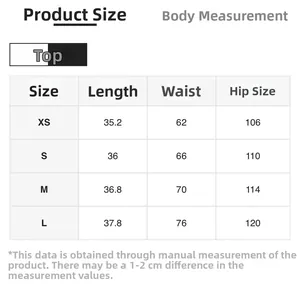 Tabella taglie dettagliata per pantaloni in maglia con misure in cm per le taglie da XS a L