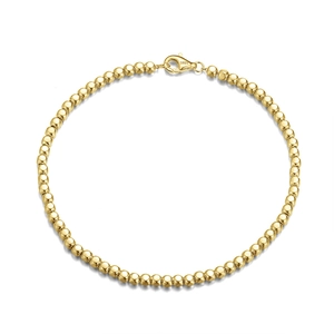 Elegant S925 sterling silver ball chain bracelet in gold finish with lobster clasp