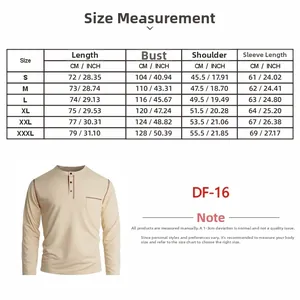 Detailed size chart for men's long sleeve polo shirt including CM and INCH measurements