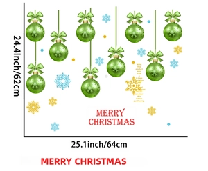 Detail view of 64x62cm Christmas wall decal layout with ornaments and snowflakes