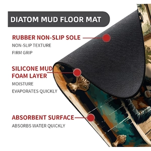 Detailed cross-section of absorbent diatom mud mat with anti-slip rubber base layers