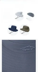 Detail of lightweight outdoor fishing hat with windproof rope and 9cm wide brim