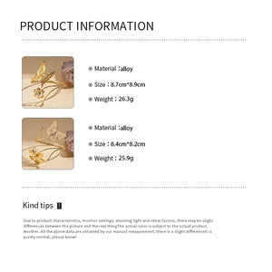 Detailed dimensions and weight specs of gold butterfly and flower alloy arm cuffs