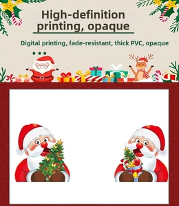 Detail of cartoon Santa Claus static window stickers made of thick digital printed PVC material