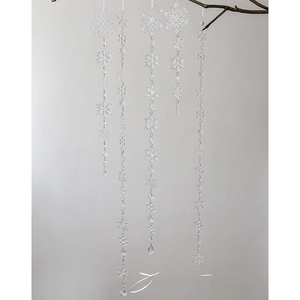 Clear acrylic snowflake garland with crystal beads and droplets for Christmas tree decor